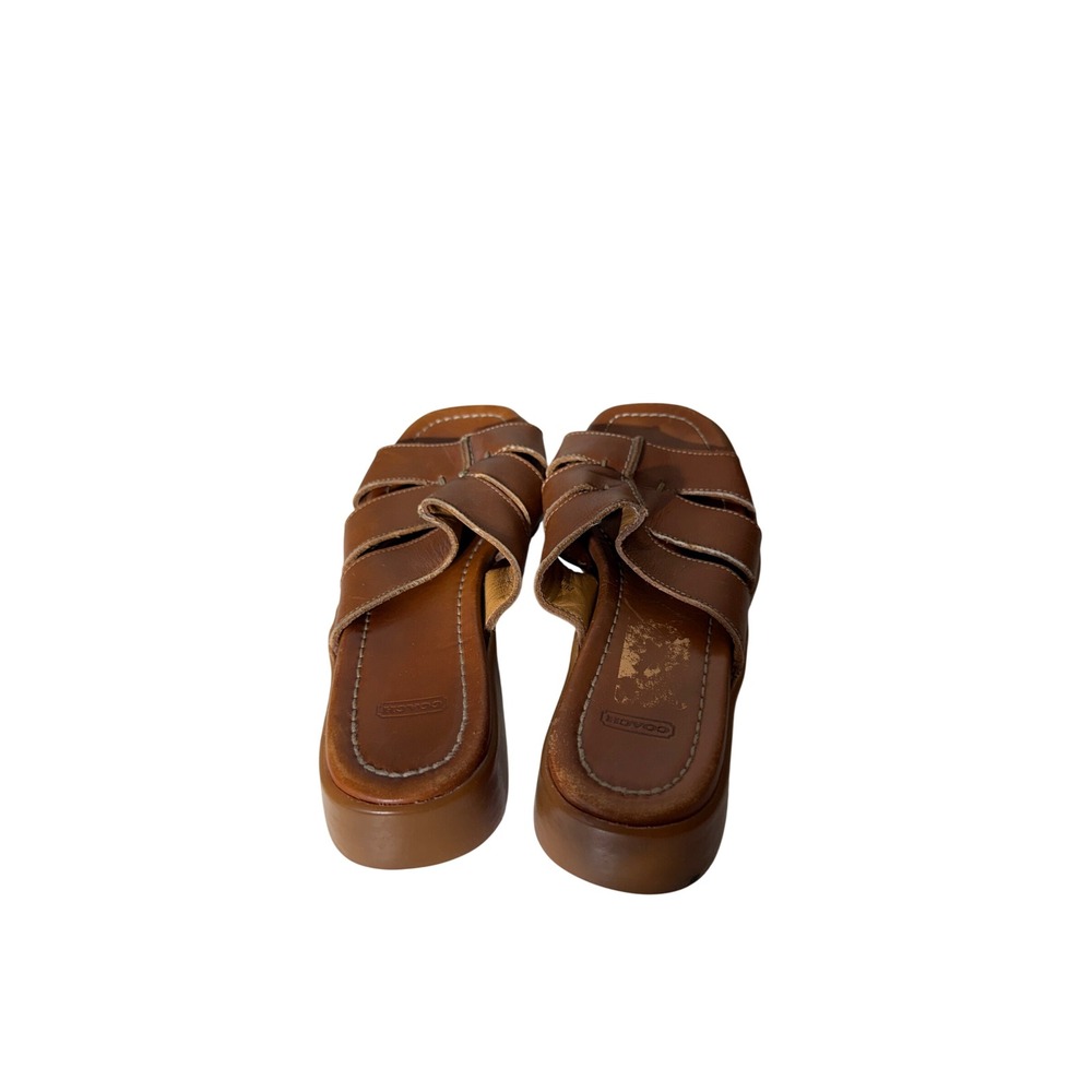 Coach Clarissa Brown Leather Slide Sandals Made in Italy Vintage Womens 8 B P117 - Picture 8 of 10